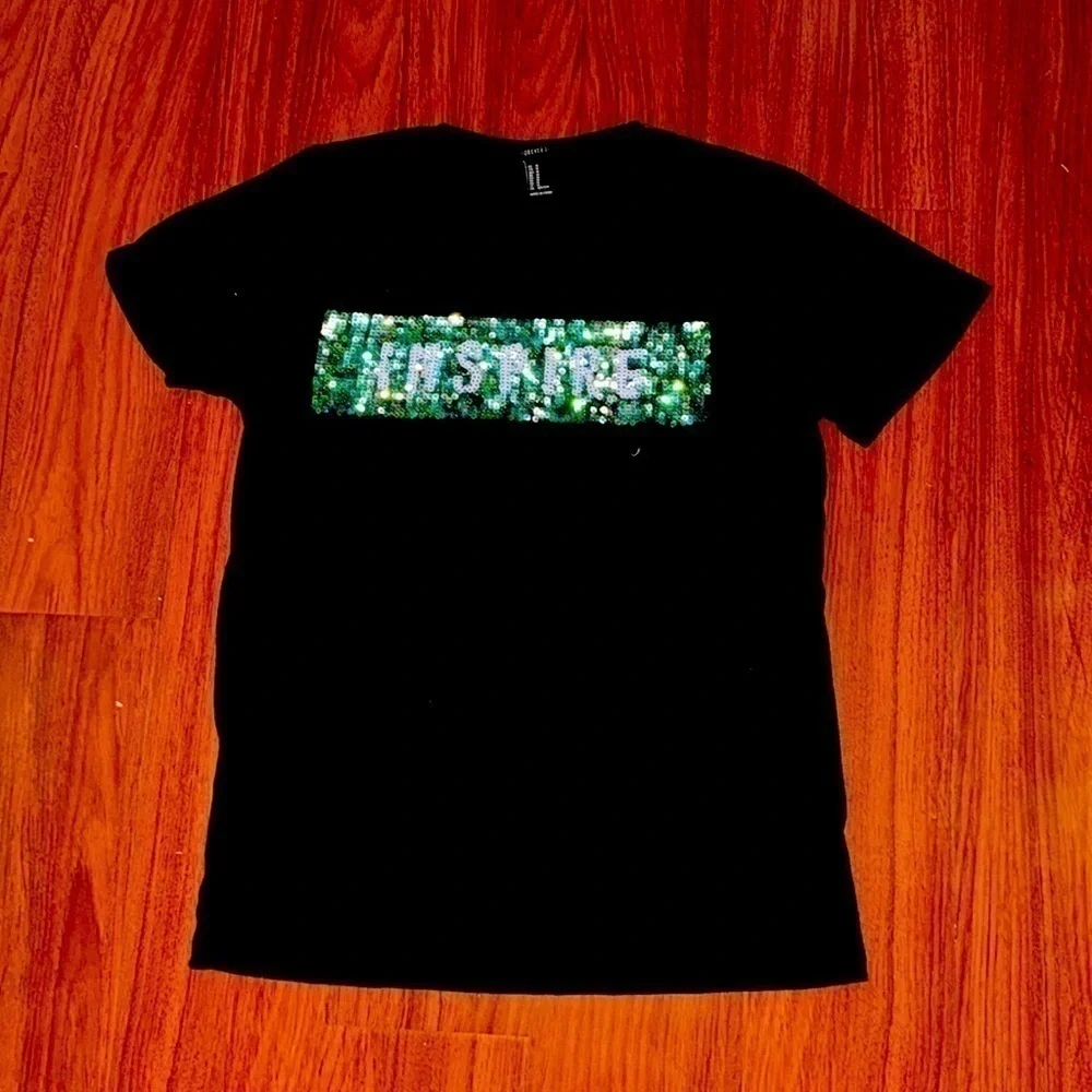 Forever 21 inspire sequence tee short sleeve t-shirt in black size M - Picture 2 of 5